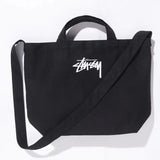 Stussy Handbag Black Pure Cotton Canvas Bag Shoulder Portable