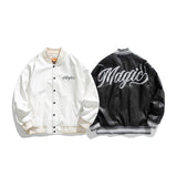 White Varsity Jacket Autumn Hip-Hop Street Men's Jacket PU Leather Coat Embroidered Loose Baseball Uniform Pu Jacket Men