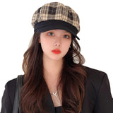 Check Beret Hat Plaid Fashion Beret