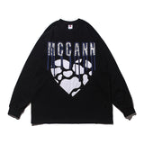 Mens Fall Outfits Paisley Love Cow Puff Print Long Sleeve T-shirt Men and Women Autumn Couple's Tops