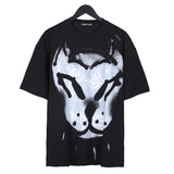 GVC T Shirt Bulldog Graffiti Distressed Cotton Short T-shirt plus Size Loose Men and Women