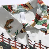 Men T Shitrs Summer Printed Shirt Casual Lapel Short Sleeve Men