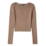 Women Fall Fall Fall Six Colors Peach Collar Thread Knitted Vest Slim-Fit Crop-Top