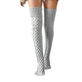 Winter Chunky Cable Thick Knit Thigh High Socks Long Stockings Boot Autumn Winter Knitted Socks Overknee Long Boot Bunching Socks