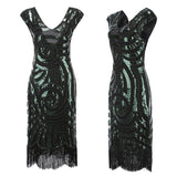 1920S Dress Vintage Sequin Formal Dress Women's V-neck Tassel Dress