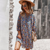 Emery Rose Dresses Autumn and Winter Printing Dress Long Sleeve Casual Vacation Style