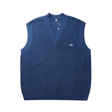 Men Sweater Vest Solid Color Sweater Vest Men's Loose V-neck Sleeveless Vest BF Lazy Sweater Coat