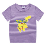 Children Pokemon Pikachu T Shirt Cotton Short Sleeve round Neck T-shirt Casual Sports