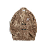 Men's Casual Suit Man Blzer Vintage Butterfly Embroidered Blazer Men's Loose Lapels Corduroy Jacket Suit