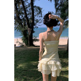 Aesthetic Dress Ruffled Dress Women's Summer Seaside Dress French Suspender Dress