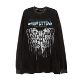 Mens Fall Outfits Loose Long Sleeve round Neck T-shirt I Flame Print Oversize Bottoming Shirt for Men and Women