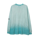 Mens Fall Outfits Letter Long Sleeve T-shirt Male and Female Couples Wear High Street Gradient Thin Sweater