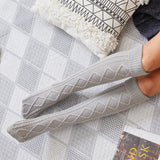 Winter Chunky Cable Thick Knit Thigh High Socks Long Stockings Boot Solid Color Knee Socks Mid-Calf Length Loose Socks