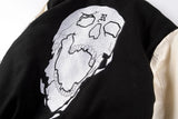 Brown Varsity Jacket Hip Hop Embroidered Skull Printed Men's and Women's Couple Baseball Uniform Cotton Jacket Jacket