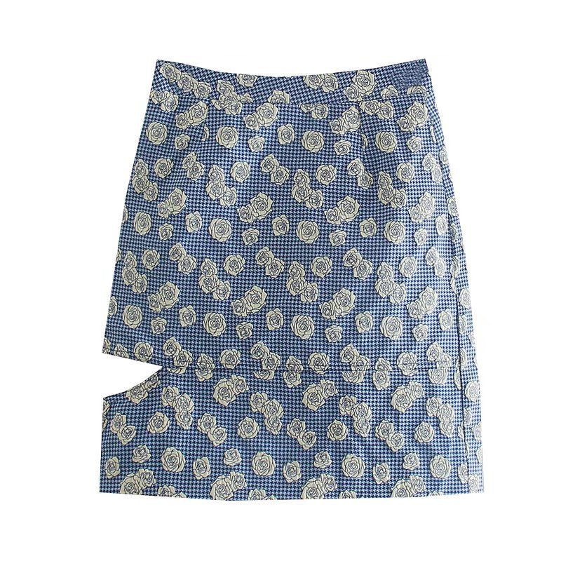 Women Fall Fall Flower Decoration High Waist Hollow-out Skirt Hip Skirt