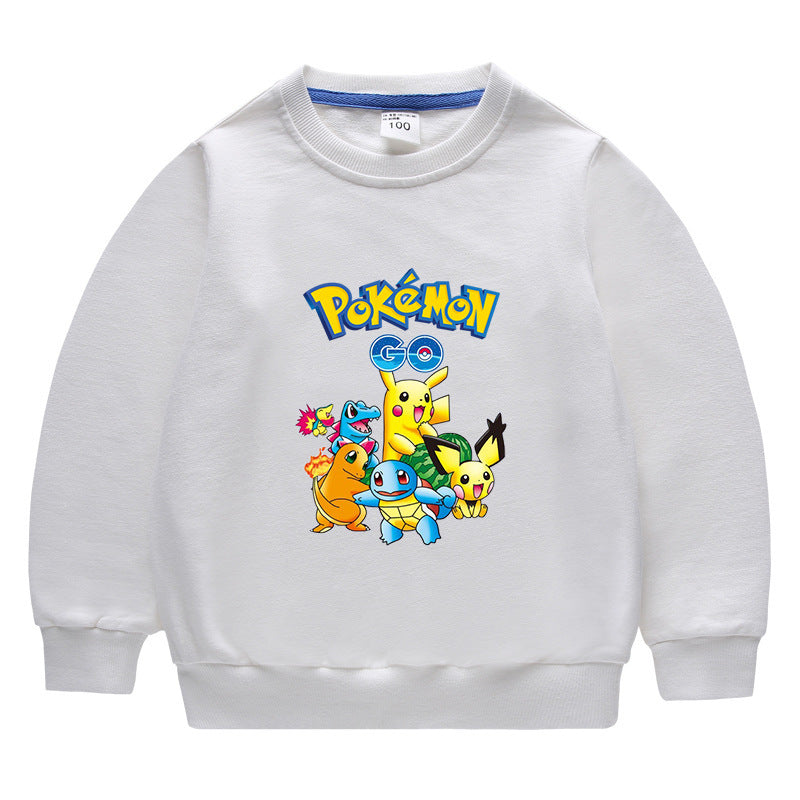 Children Pokemon Pikachu Hoodie Spring and Autumn Solid Color Hoodie Cotton