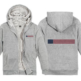 Let's Go Brandon Hoodie Letter Fashion Velvet Padded Thickened Hooded Zipper Top