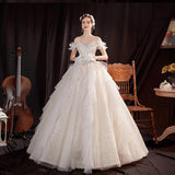 Women'S Evening Dress Ball Gown Princess Quinceanera Wedding Dress Starry Wedding Dress Slimming