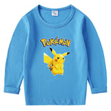 Children Pokemon Pikachu Hoodie Spring and Autumn Pikachu Bottoming Shirt Boys and Girls T-shirt