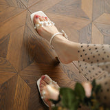Nude Block Heel Peep Toe Sandals