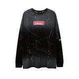 Mens Fall Outfits High Street Diamond-Embedded T Shirt Men and Women Hiphop Couple's Tops Distressed Long Grapefruit