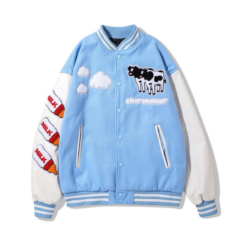 College Jacket Fall/Winter Jacket Men's Retro Baseball Cow Suit Loose Couple Coat