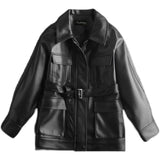 Cute Leather Jacket Autumn and Winter Leisure Leather Jacket Motorcycle Clothing Loose Small Leather Coat