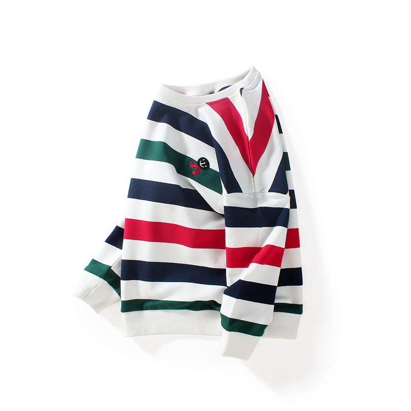 Children Boy Hoodie Children's Autumn Clothing Long-Sleeve T-shirt Sweatshirt Striped Terry