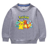 Children Pokemon Pikachu Hoodie Spring and Autumn Solid Color Cotton Sweater