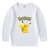 Children Pokemon Pikachu Hoodie Spring and Autumn Pikachu Bottoming Shirt Boys and Girls T-shirt