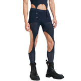 Rave Outfits Mens Shorts 2 Piece Set See-through Hollow-out Trousers Suit Sexy Two-Piece Suit