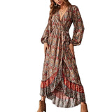 1920S Dress Spring Retro Slim Print Dress for Women