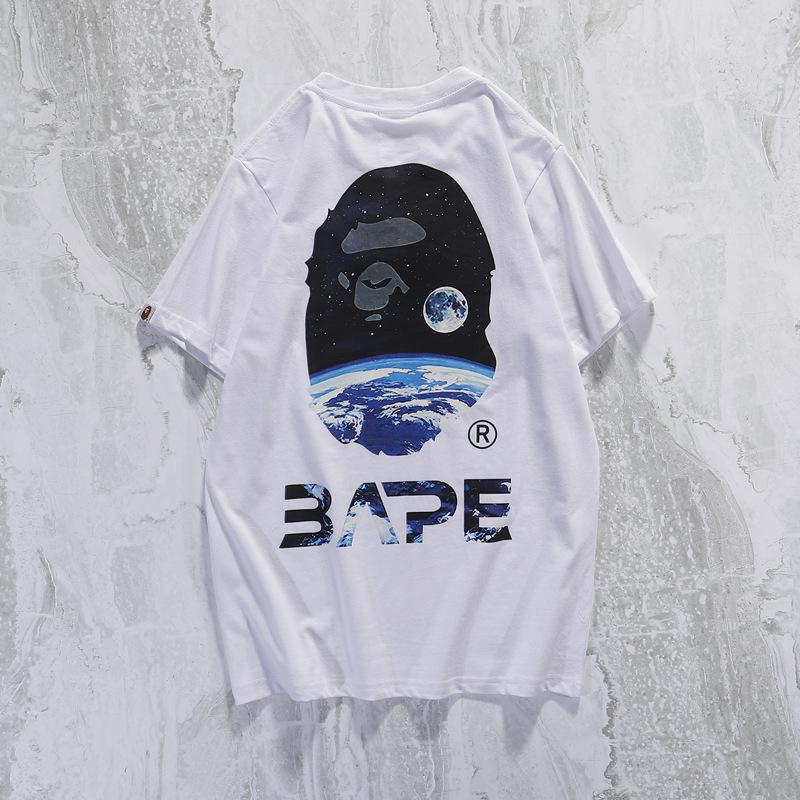 Shark Print T Shirt Summer Loose Cartoon Printed Short Sleeve Leisure Pullover Collarless White Bottoming Shirt