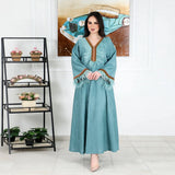 Nina Parker Black Dress Ribbon Feather Pleated Dress Muslim Robe