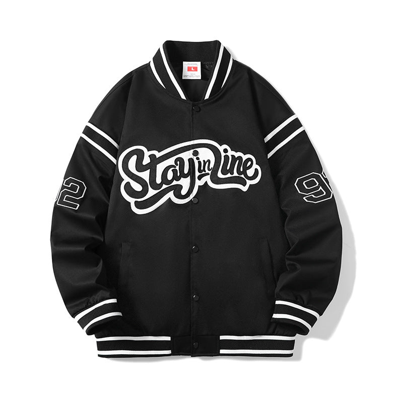 White Varsity Jacket Fall Men's Jackets Embroidered Baseball Uniform Coat for Men Loose Couple Outfit