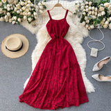 Summer Wedding Guest Dresses Lace Dress Sexy V-neck Backless Sleeveless Suspender Dress Maxi Dress