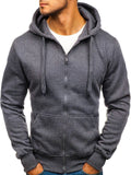 Black Zip Up Hoodie Men 'S Solid Color Hooded Cardigan Men 'S Sweater Youth Sports Jacket