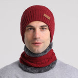 Men Winter Hats Knitted Wool Hat Scarf