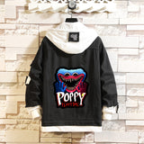 Comic Denim Jacket Men and Women Fashion Hooded Denim Jacket Spring and Autumn
