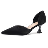 Nude Block Heels Closed Toe Stiletto Heel Women's Spring Satin Comfortable Shoes