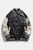 Orange Varsity Jacket Spring and Autumn Embroidered Leather Jacket Youth Men's Clothing Sports Baseball Clothing Jacket