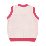 Men Sweater Vest Love Jacquard Color Matching Sweater Vest Loose V-neck Sleeveless Sweater Waistcoat