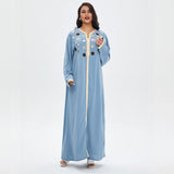 Muslim Women Stylish Kashibo Abaya Muslim Ladies Long Gown Islamic Clothing Jilbab Jalabiya Casual Loose Solid Color Dress