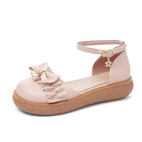 Flat Dress Sandals Spring/Summer Platform Bow Solid Color Sandals for Women