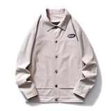 Beige Varsity Jacket Men's Autumn Workwear Baseball Uniform Loose Sports and Leisure Corduroy Jacket
