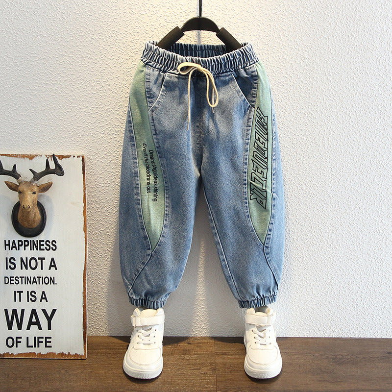 Toddler Boys Pants Boys Ankle-Tied Jeans Leisure