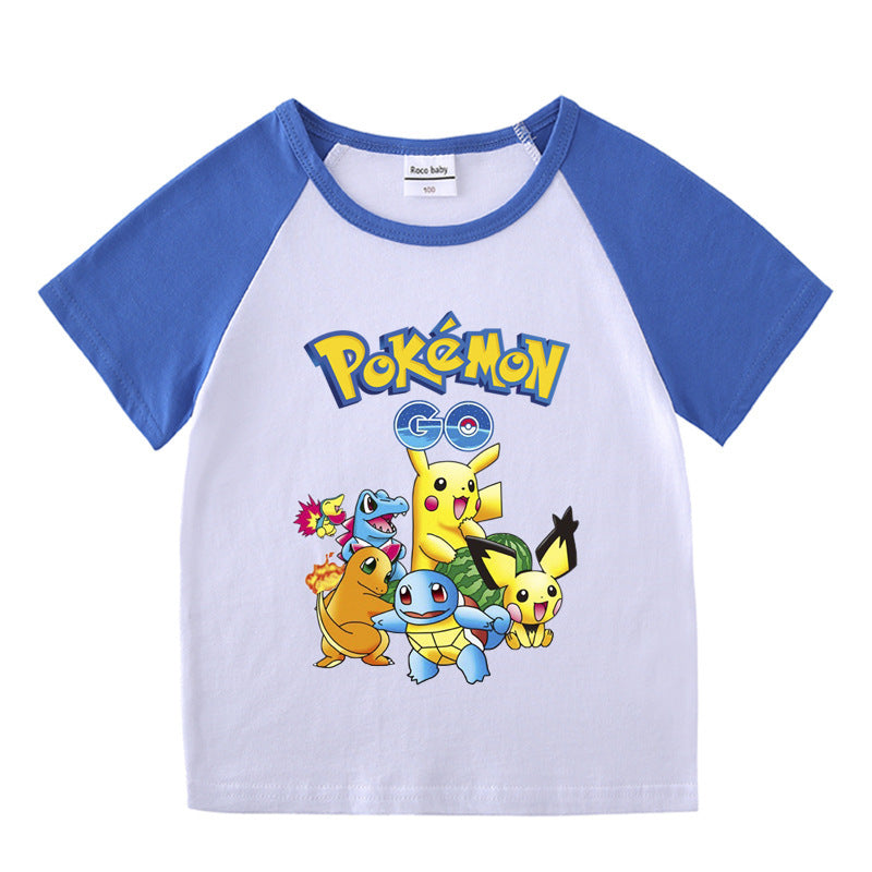 Children Pokemon Pikachu T Shirt Short Sleeve T-shirt Cotton Leisure Sports