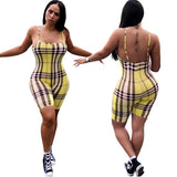 Women Plaid Catsuit Woman Checkered Jumpsuit Suspender Plaid Printed Casual Jumpsuit Jumpsuit
