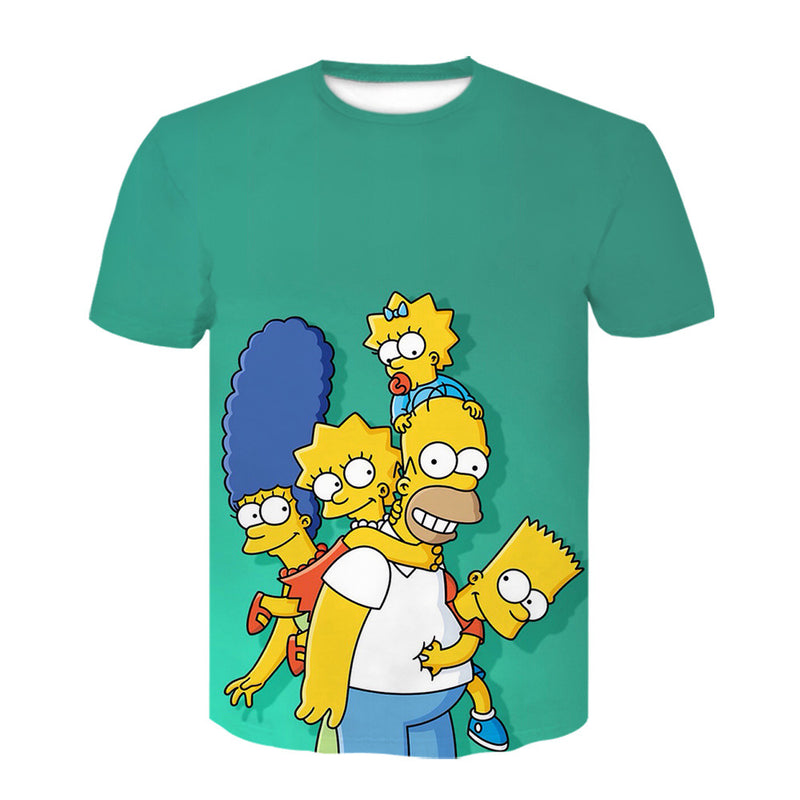 Homer Simpson Shirt Printed Loose Breathable round Neck Short Sleeve