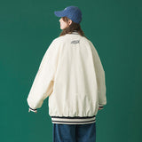 Beige Varsity Jacket Baseball Jacket Women's Retro Spring and Autumn Student Loose Leisure All-Matching Autumn Wear Jacket